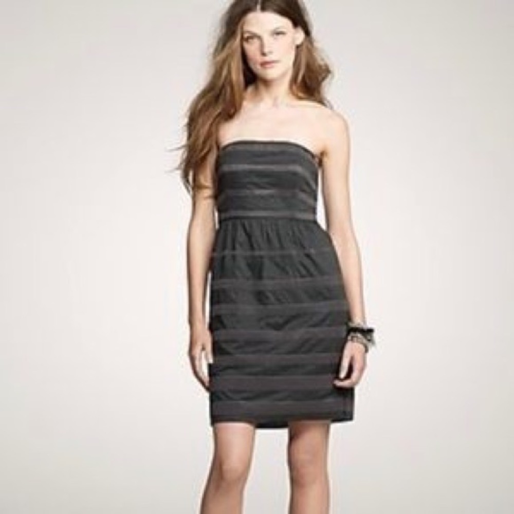J Crew Rugby Stripe Ginny Dress Gray